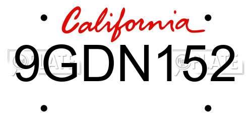 9GDN152 California License Plate