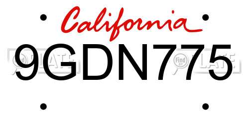 9GDN775 California License Plate