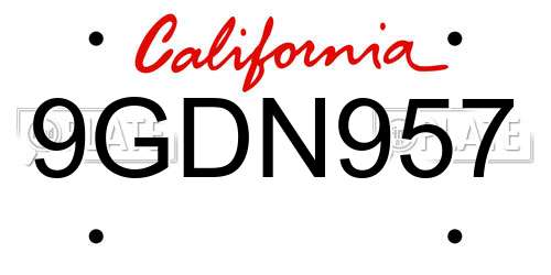 9GDN957 California License Plate
