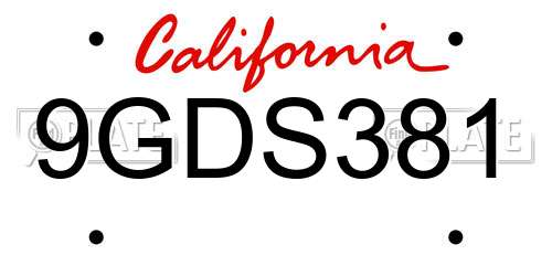 9GDS381 California License Plate