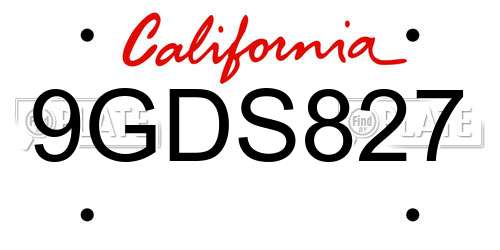9GDS827 California License Plate
