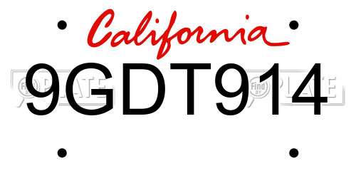 9GDT914 California License Plate