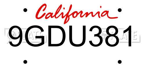 9GDU381 California License Plate
