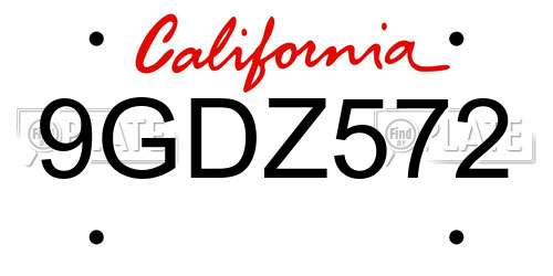 9GDZ572 California License Plate
