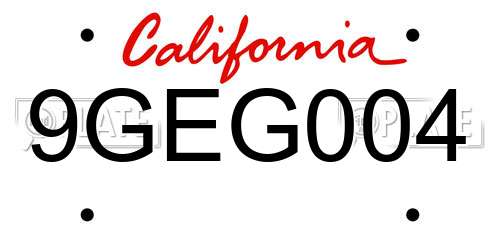 9GEG004 California License Plate