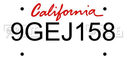 9GEJ158 California License Plate