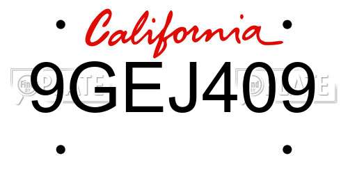 9GEJ409 California License Plate