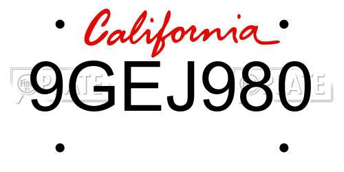 9GEJ980 California License Plate