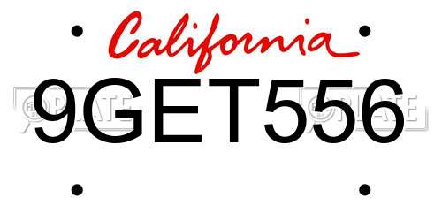 9GET556 California License Plate
