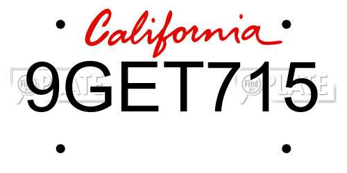 9GET715 California License Plate