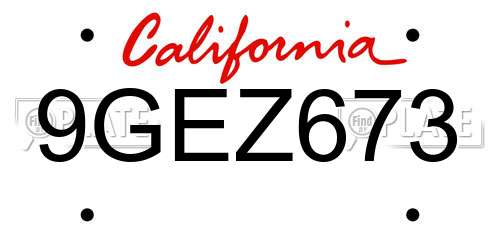 9GEZ673 California License Plate
