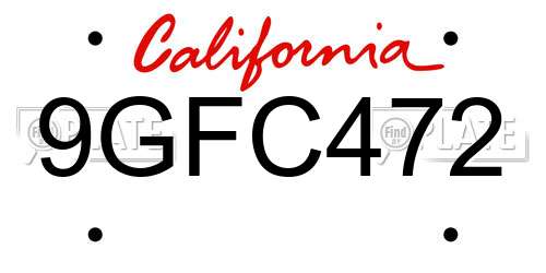9GFC472 California License Plate