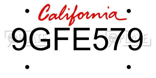 9GFE579 California License Plate