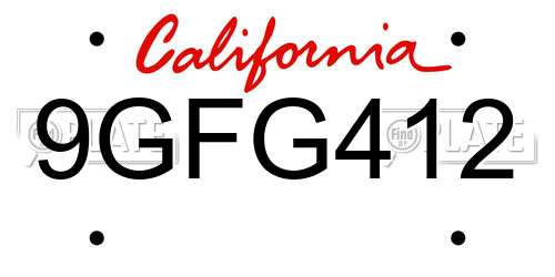 9GFG412 California License Plate