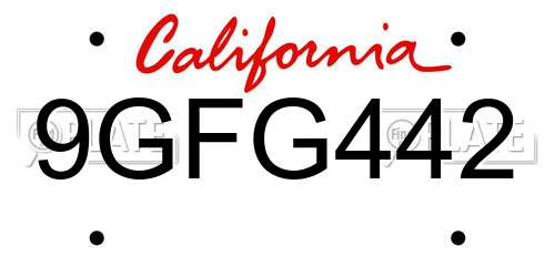 9GFG442 California License Plate