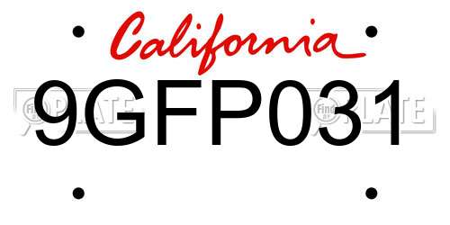 9GFP031 California License Plate