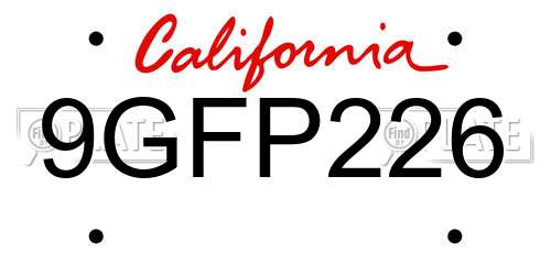 9GFP226 California License Plate