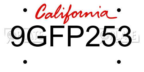 9GFP253 California License Plate