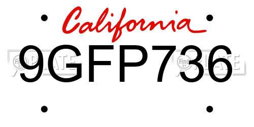 9GFP736 California License Plate
