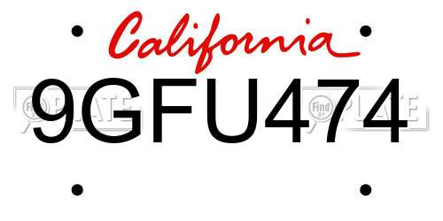 9GFU474 California License Plate