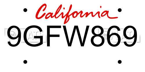 9GFW869 California License Plate