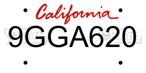 9GGA620 California License Plate