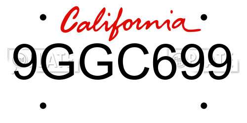 9GGC699 California License Plate