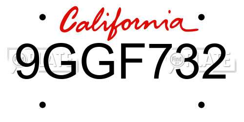 9GGF732 California License Plate