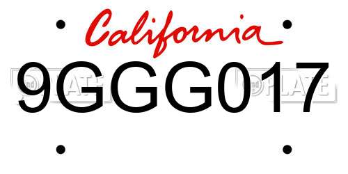 9GGG017 California License Plate