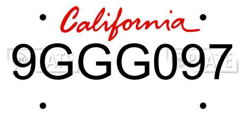 9GGG097 California License Plate