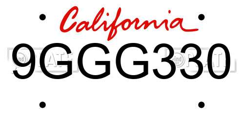 9GGG330 California License Plate