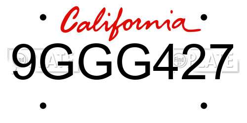 9GGG427 California License Plate