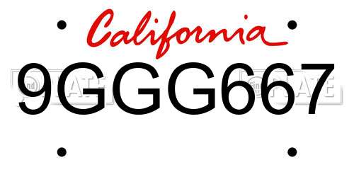 9GGG667 California License Plate
