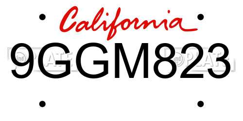 9GGM823 California License Plate