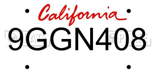9GGN408 California License Plate
