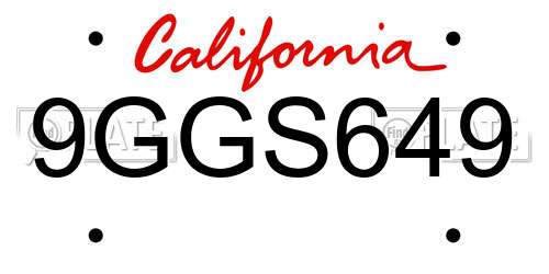 9GGS649 California License Plate