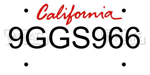 9GGS966 California License Plate