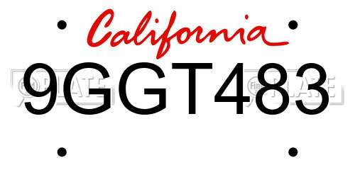 9GGT483 California License Plate