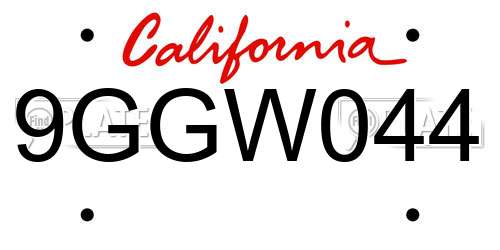 9GGW044 California License Plate