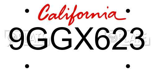 9GGX623 California License Plate
