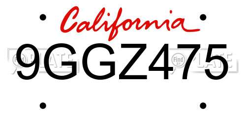 9GGZ475 California License Plate
