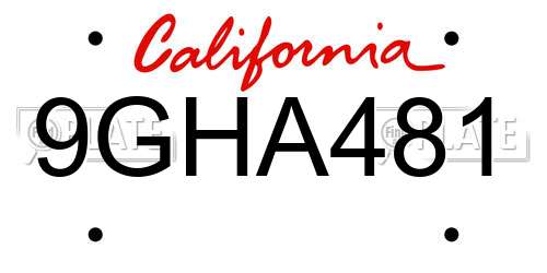 9GHA481 California License Plate