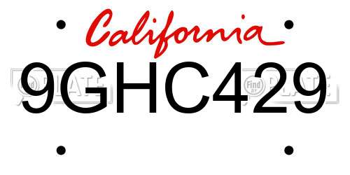 9GHC429 California License Plate