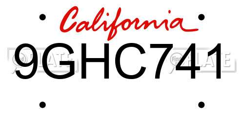 9GHC741 California License Plate