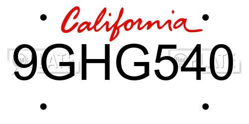 9GHG540 California License Plate