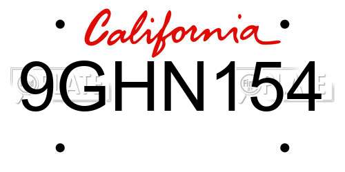 9GHN154 California License Plate
