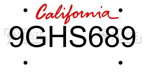 9GHS689 California License Plate