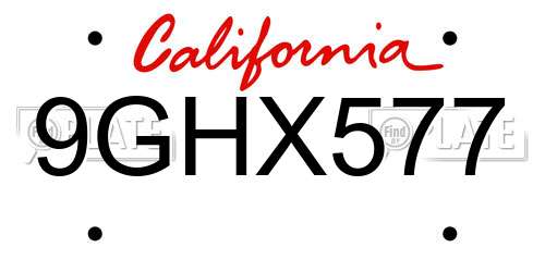 9GHX577 California License Plate