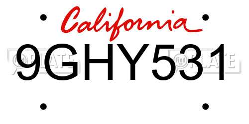 9GHY531 California License Plate