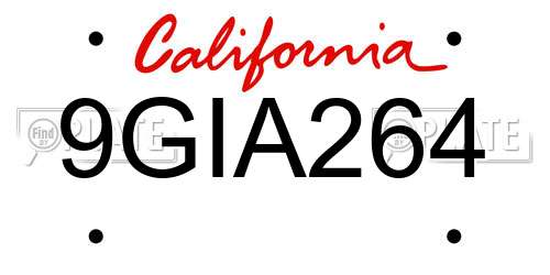 9GIA264 California License Plate
